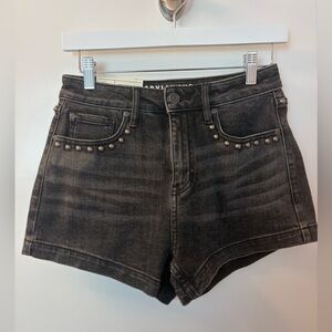 Idyllwind Black High-Rise Denim Shorts Studded  NWT R 12/ W 13.5-14